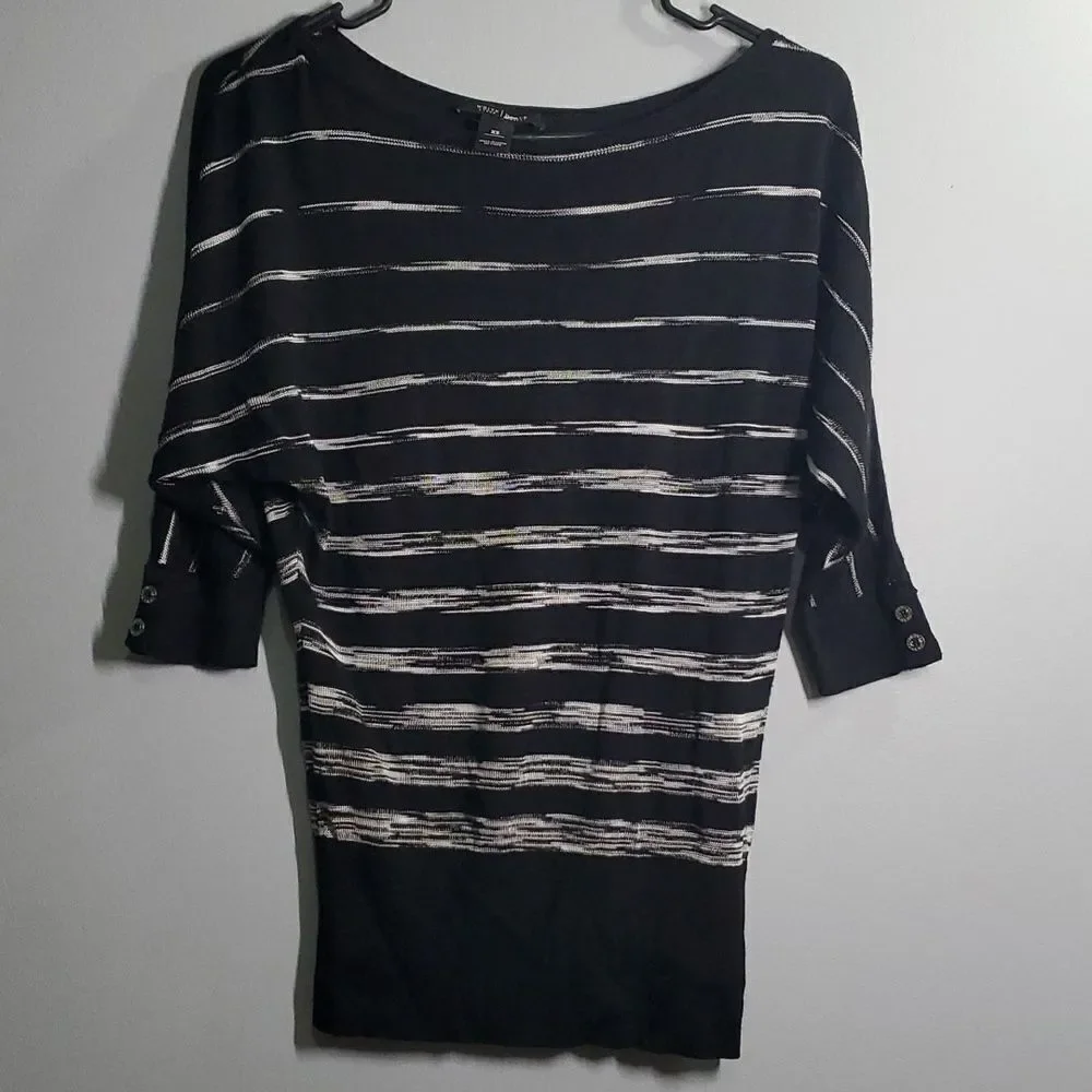 White House Black Market sweater women's size‎ xs x-small black white 100…